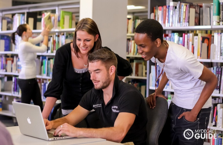 college students in university library